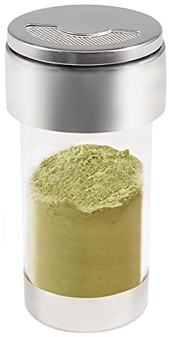 Newness Mesh Shaker or Salt Shaker, Stainless Steel Salt Dispenser, Clear Acrylic Seasoning Fine Mesh Shaker with Rotating Cover, 3.7 Ounces (110 Milliliter)