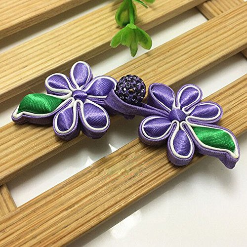 Lyracces Sewing Fasteners Braid Wintersweet Plum Blossom Knit Exquisite Flower Floral Chinese Beaded Knot Closure Cheongsam Frog Buttons 1pair (Lilac)