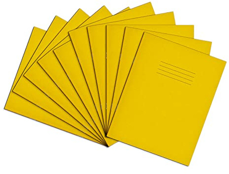 Rhino A5+ Exercise Books, 80-Page/Blank Paper Notebook, 10-Pack, 9 x 7 Writing Book, Office & School Stationery Supplies, Yellow
