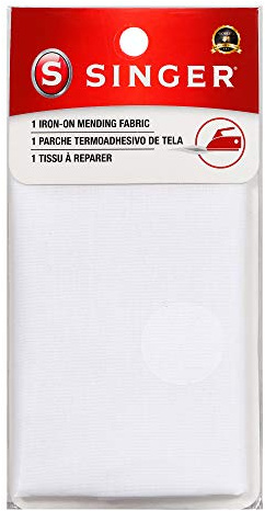 SINGER 00097 Iron-On Mending Fabric, Fabric Patch for Mending ClothesWhite, White