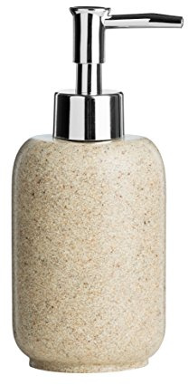 Premier Housewares Refillable Cream Dispenser Lotion Dispenser Natural Stone Effect Cream Bathroom Accessories Soap And Lotion Dispenser,Height 17 cm x Width 7 cm x Depth 7 cm