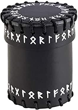 Q WORKSHOP Runic Black Leather Dice Cup