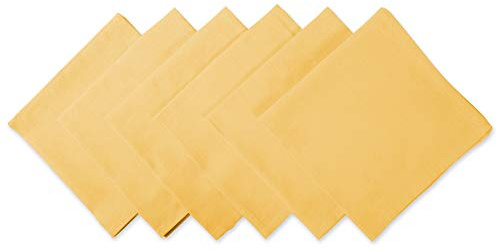 DII Solid Pastel Napkin Set Cotton, Machine Washable, 20x20 Inch, Yellow, 6 Count