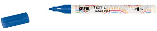 KREUL 90668 - Textil Marker fine, blau, mit unempfindlicher Faserspitze, Strichstärke circa 1 bis 2 mm, Stoffmalstift für helle Stoffe und Textilien, waschecht nach Fixierung