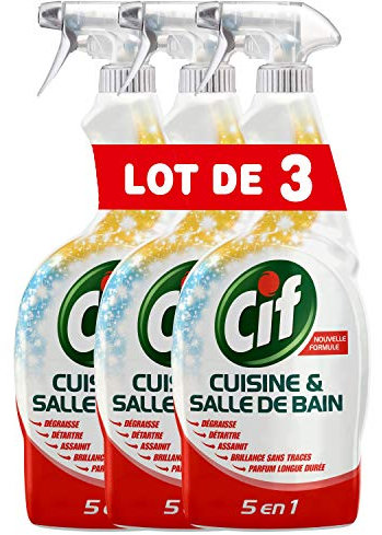 CIF Pistolet Spray Nettoyant Cuisine & Salle de Bain (Lot de 3x750ml)