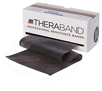 TheraBand 5,50m im Vorratsrolle | Fitnessband | Gymnastikband | Stretchband für Ganzkörpertraining | Widerstandsband | Terrabänder Therapie, Reha |100% Naturlatex Schwarz