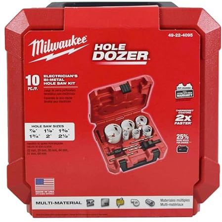 Milwaukee 49-22-4095 10-pc Electricians Hole Dozer Hole Saw Kit