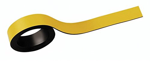 MAUL Magnetstreifen 2 x 100cm (2 Stück) | Magnetband selbsthaftend auf magnetischen Oberflächen | Magnetklebeband individuell zuschneidbar | Beschriftbar mit Marker | Gelb