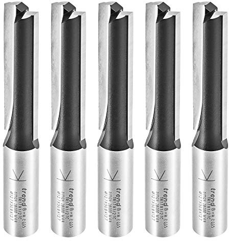 Trend Trade Kitchen Fitters Pack, 5 Piece Set of Straight Router Cutters, 1/2 Inch Shank, 12.7mm Cut Diameter, Trade TC, TR/KFP/3