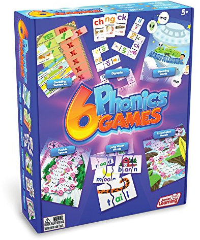 Junior Learning 6 Phonics Games Literacy Educational Board Game | 1-4 Players | Ages 5, Year 1-2, Key Stage 1