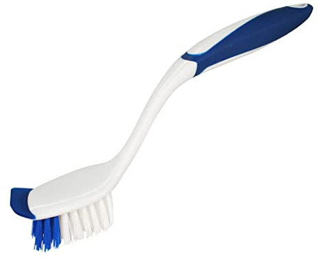 Dawn Dish Brush with Soft Nylon Bristles and Scraper, Blue/White