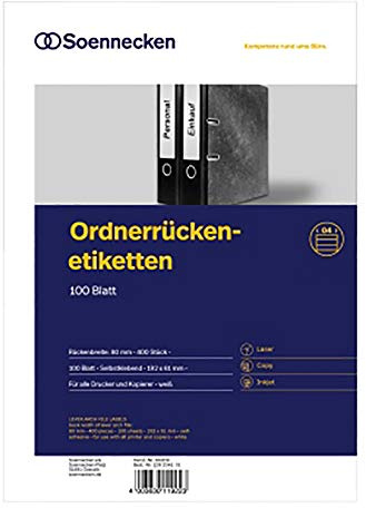 Soennecken Mappetikett 66308 smal/kort skvit 700 st/förpackning.