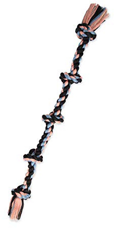 Mammoth Flossy Chews Multi Color 5 Knot Rope Tug – Premium Cotton-Poly Tug Toy for Dogs – Interactive Dog Rope Toy – Tug Dog Chew Toy for Big Dogs - X-Large, 36”