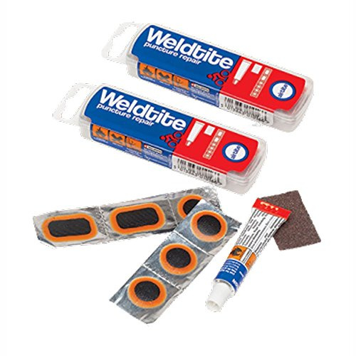WELDTITE Airtite Bike Tyre Puncture Repair Kit - 6 Patches with Traditional Feather Edge, Quick & Dependable Bike Inner Tube Fix (Pack of 2)
