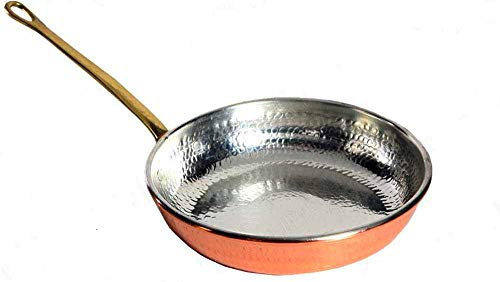 Sartén de cobre estañado de cocina profesional, con mango de latón, 27 cm