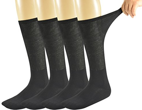 Yomandamor Mens Diabetic Over The Calf Socks,4 Pack Size 10-13