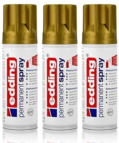 3x edding Permanent Spray reichgold 200 ml Premium Acryllack