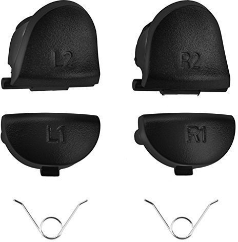 Trigger Tasten Buttons Schultertasten für Sony PlayStation 4 Dualshock 4 Controller Bundle Set L1 + L2 + R1 + R2 + 2 Klammern Spring Ersatzteile Austauschen Zubehör für PS4 - SCHWARZ