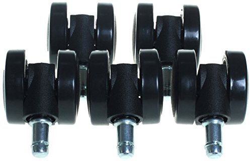HIMRY 5 x – Suelo Ruedas con Freno Externa, Silla de Oficina Silla de Ruedas Ruedas parqué 11 mm de Oficina Silla de Ruedas para Suelos Duros, Ajustable Freno, Negro, kxd3202 Black