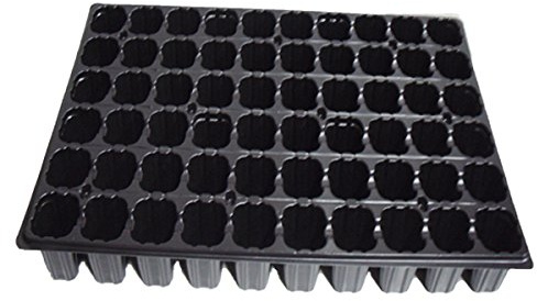 Flower - Bandeja para Semillas de 60 Cavidades | Alveolos Perforados | Flexibles | Reutilizables, Negro, Plástico