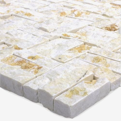 Naturstein Marmor Mosaikfliesen Varna Beige Splitface 3D Wandverkleidung