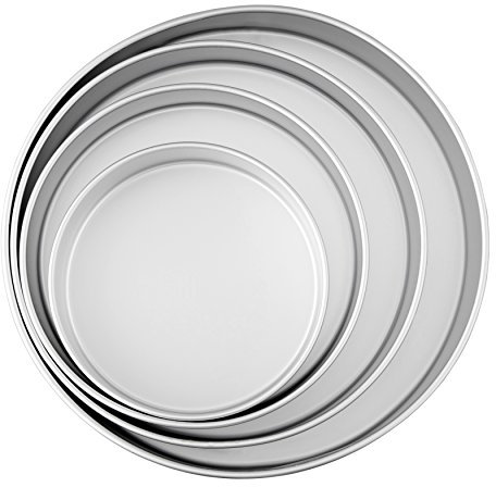 Wilton Performance Pans Moule Rond Plaque à Pâtisserie Set de 4 - Moules à Gâteau en Aluminium Anodisé, Cuisson Uniforme pour Gâteaux et Génoises Hautes - Ø 20, 25, 30 et 35 cm