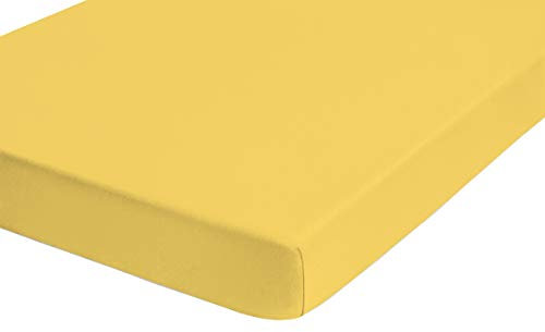 biberna 0077144 Spannbetttuch Feinjersey (Matratzenhöhe max. 22 cm), gekämmte Baumwolle, superweich 1x 90x190 cm > 100x200 cm sonne