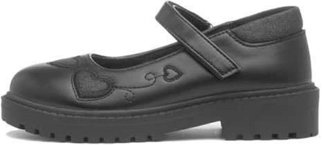Walkright Lucia Girls Black Heart School Shoe - Size 1 UK - Black