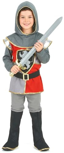 Vegaoo - Ritter-Jungenkostüm schwarz-grau-rot - 122/134 (7-9 Jahre)