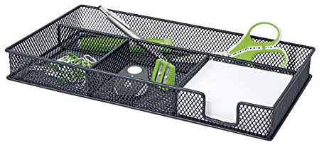 Wedo 651601 Stiftschale Office (4 Fächer pulverbeschichtetes Drahtmetall, 29 x 16 x 4 cm) schwarz