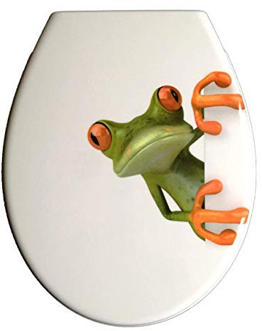 ADOB Klodeckel mit Motiv (Frosch) – WC Sitz Absenkautomatik – Toilettendeckel abnehmbar – Hochwertige Klobrille – Klodeckel belastbar bis 175 kg
