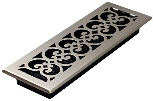 Decor Grates SPH414-NKL Scroll Floor Register, Brushed Nickel Finish, 4 x 14-Inch