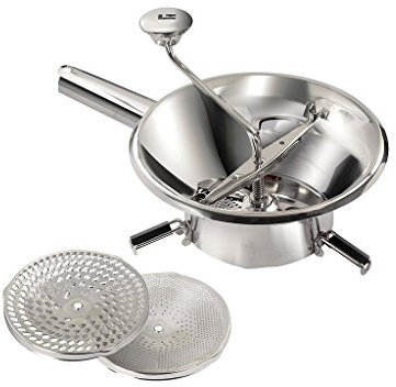 Louis Tellier - Passaverdure manuale in acciaio inox Ø 24 cm – 3 dischi intercambiabili – Ideale per purè, passata e vellutate – Lavabile in lavastoviglie