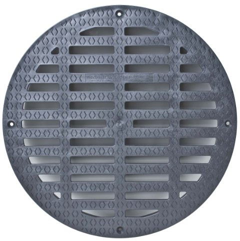 Storm Drain FSD-3017-G20B 20-in. Round Flat Grate for Catch Basin, Black
