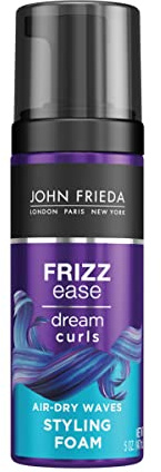 John Frieda Anti Frizz, Frizz Ease Dream Curls Air Dry Waves Styling Foam, Curl Defining Frizz Control, Hair Product for Curly and Wavy Hair, 5 Oz