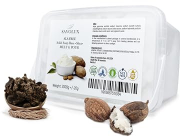 SAVOLUX Rohseife Sheabutter Seifenbasis – Glycerinseife Rohseife zum Gießen/Seife Selber Machen mit Seifenblock/Seifenbasis für die Rohseife Herstellung von funkelnden Seifen 2kg