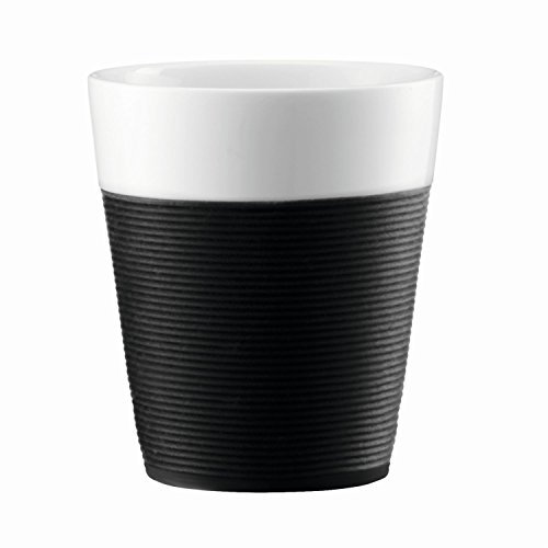 Bodum BISTRO 2-teiliges Tassenset mit Silikonband (Spülmaschinengeeignet, 0,3 liters) schwarz