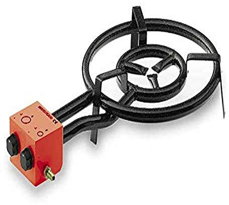 LACOR Paella-Pfanne, Butangas, 2 Brenner, 40 cm, Edelstahl, Schwarz