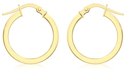 CARISSIMA Women's 9 ct Yellow Gold 18 mm Polished Triangular Tube Creole Hinged Post Earrings