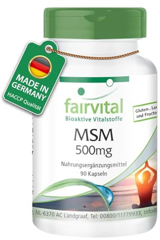 Fairvital | MSM 500mg - Metilsulfonilmetano - 90 Capsule - Altamente dosato - Vegan