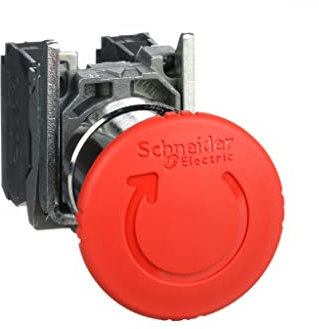 Schneider Electric - Harmony XB4 - Botón de parada de emergencia - Ø40 - Empuje Girar - Rojo - 1O+1F - Tornillos - XB4BS8445