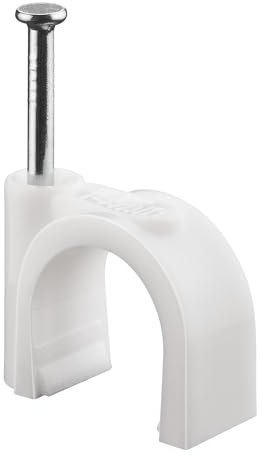 goobay 17084 Kabelschelle 100er Set / Kabelhalterung zur Kabel Befestigung bis zu 14mm Durchmesser / Kabelklemme mit Nagel für Wand, Türrahmen, Ecken und Aufputz / 100 Stück / Weiß