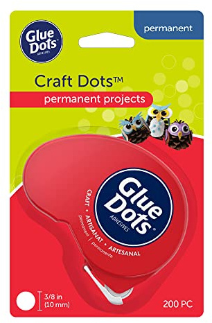 Glue Dots, Craft Dots Dot N' Go Dispenser, Double-Sided, 3/8, .38 Inch, 200 Dots, DIY Craft Glue Tape, Sticky Adhesive Glue Points, Liquid Hot Glue Alternative, Clear