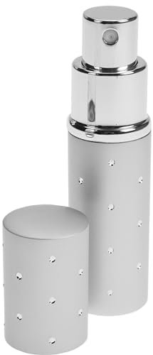 Taschenzerstäuber Parfum: Nachfüllbar für 10ml - Parfüm Zerstäuber für zuhause und unterwegs in Silber, Parfum Flakon Spray für die Handtasche, Sprühflasche von Fantasia | 10 ml (1er Pack)