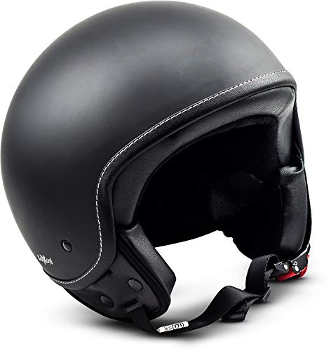 Soxon® SP-301 „Night“ · Jet-Helm · Motorrad-Helm Roller-Helm Scooter-Helm Moped Mofa-Helm Chopper Retro Vespa Vintage Pilot Biker Helmet Brille Visier · ECE 22.05 Schnellverschluss Tasche L (59-60cm)