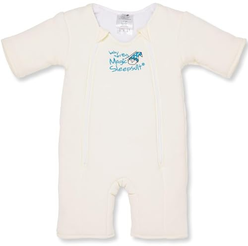 Magic Sleepsuit Baby Merlin's Cotton Baby Swaddle Transition Product - Soft and Cozy Design, Double Zipper for Easy Diaper Changes, Promotes Safe Sleep, 3-6 Months - Cream - Large 18-21lbs