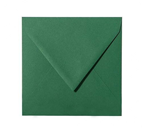 Paper24 50 quadratische Briefumschläge 100 x 100 mm, 10x10 cm, 120 g/m² mit Dreieckslasche Farbe: 13 Dunkelgrün
