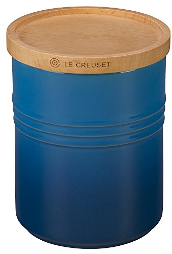 LE CREUSET Stoneware Canister with Wood Lid, 2.5 qt. (5.5 diameter), Marseille
