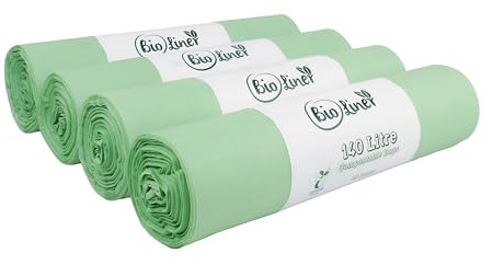 140 Litre x 40 bags BioLiner Compostable Wheelie Bin Liner - Biodegradeable Sacks/Liners - EN 13432 - Compostable 140L Bags with Composting Guide
