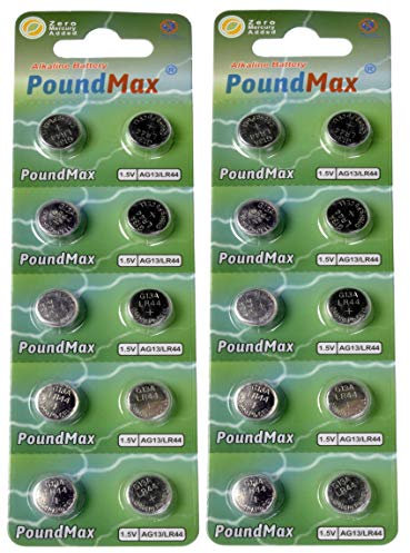 20 x AG13 PoundMax LR44 1.5 V Alkaline Button Cell Battery by PoundMax